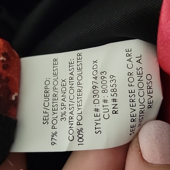 SPEECHLESS size 3 black and red floral one shoulder mini dress - Picture 4 of 5